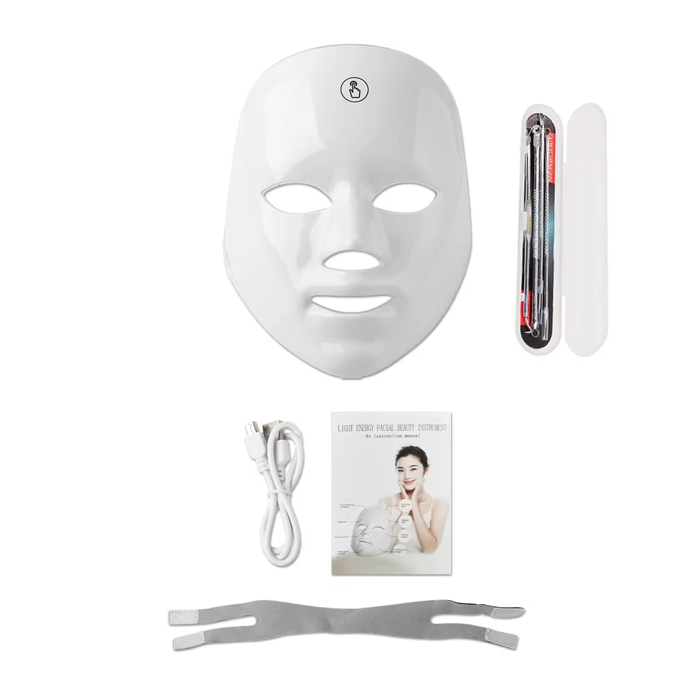 7 Colors Photon Facial LED Mask Red Light Therapy anti Aging Face Neck Beauty Mask Relaxation Treatment Anti-Wrinkle Skin Care
