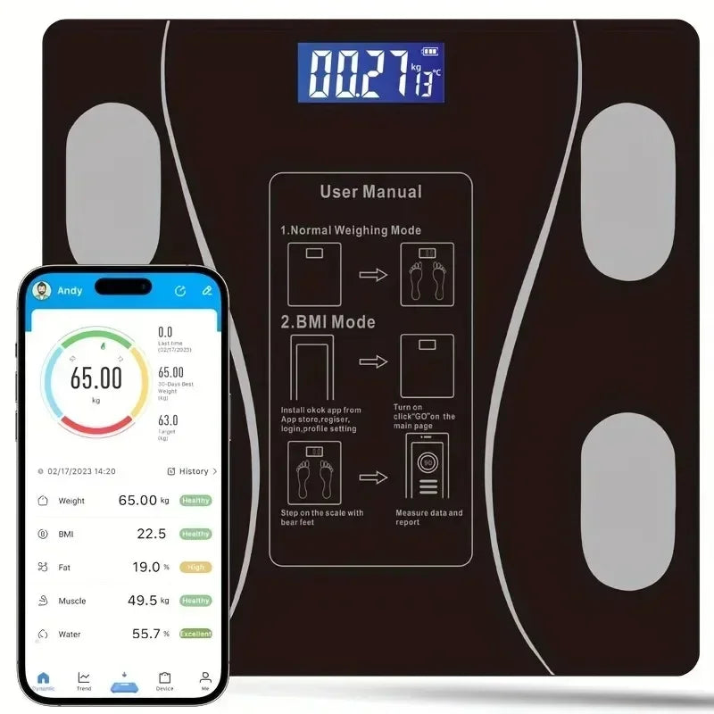 Advanced Smart Bluetooth Weight Scale - Effortlessly Track Your Body Fat and Weight with Precision